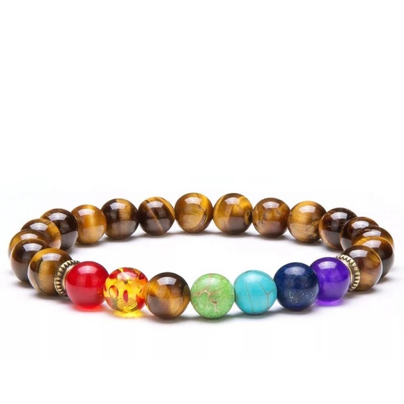 7 Chakra Bracelet with Tiger Stone - Picture 1 of 1